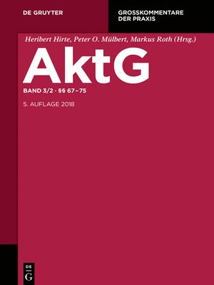 cover image of AktG Band 3/2 §§ 67-75